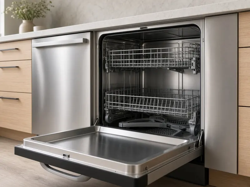 Built-in dishwasher under a kitchen counter