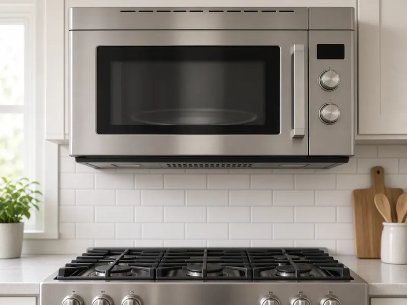 Over-the-range microwave above a kitchen stove