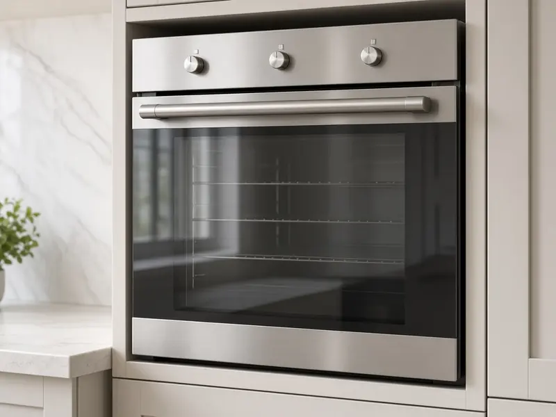 Stainless wall oven in a modern kitchen