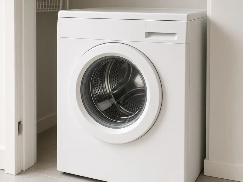 Front-load washer in a home laundry closet